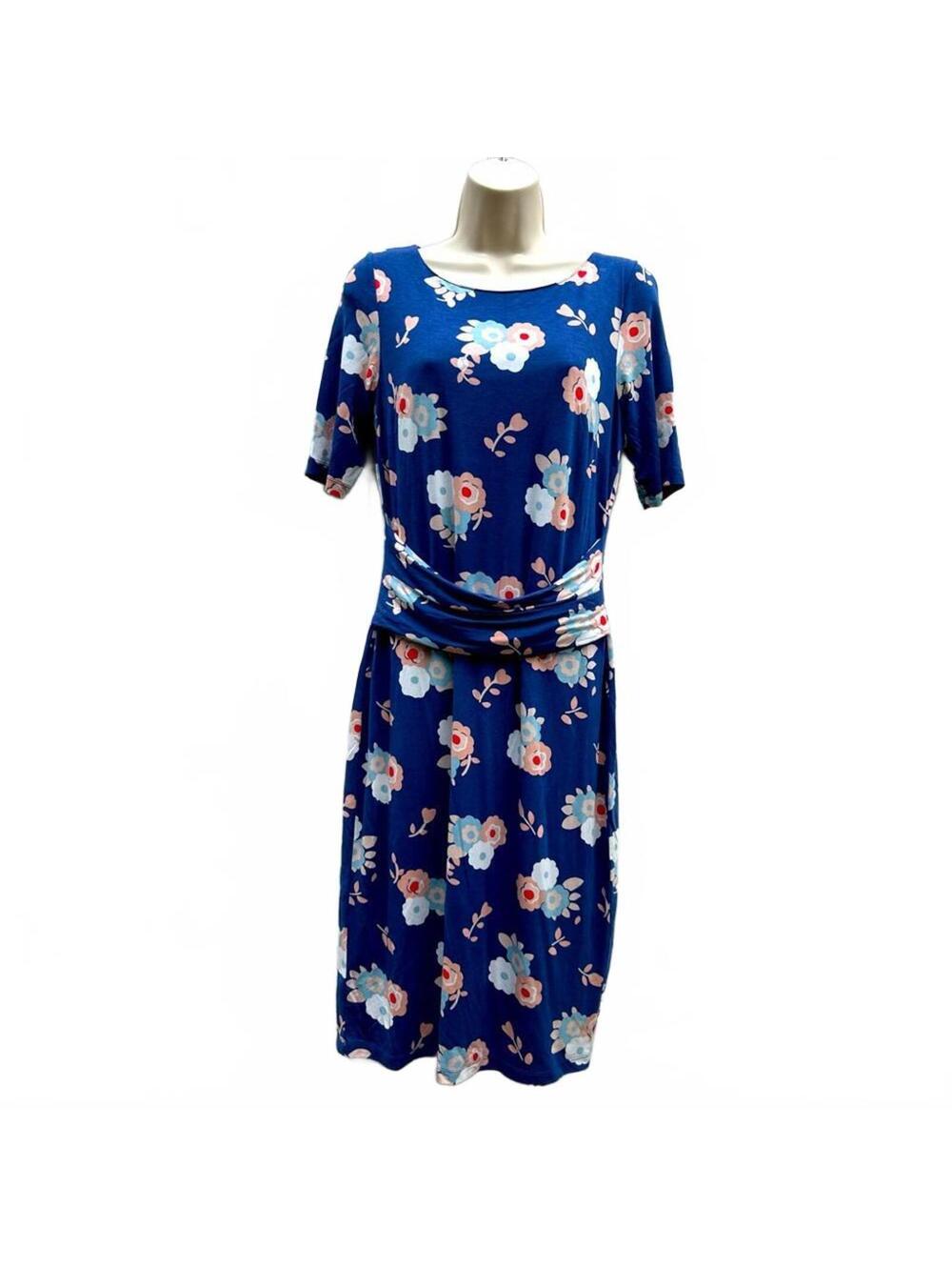 Boden Terese Blue Floral Jersey Knit Dress | Size US 6R